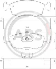 Гальмівні колодки пер. Doblo 01-05 (ATE)(151.3x52.5x18)