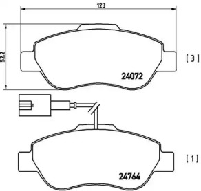 Колодки гальмiвнi переднi Fiat 500 Ford Ka 1.2/1.3D 07.07-