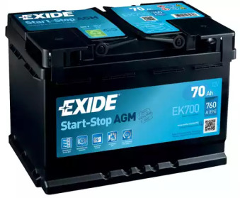Аккумулятор exide start-stop agm 12v 70ah 760a