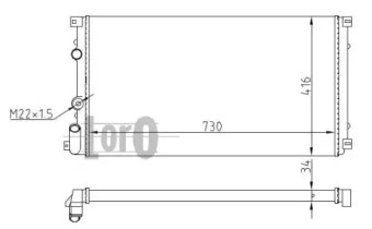 Радіатор води Master/Movano II 1.9/2.2/ dCi 97> (730x415x23) термовикл.