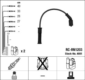 Комплект проводів запалювання RENAULT CLIO II, KANGOO, KANGOO EXPRESS, MEGANE I, MEGANE I CLASSIC, MEGANE I COACH, MEGANE SCENIC 1.4/1.6 01.96-