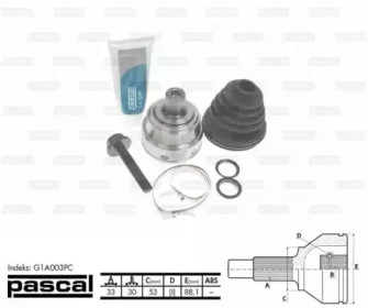 Шарнір приводного валу зовнішній Лів/Прав (33z/30z/53мм) AUDI 80 B3, 80 B4, 90 B3, CABRIOLET B3, COUPE B3 1.6-2.3 06.86-07.98