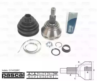 Шарнір приводного валу зовнішній Лів/Прав (36z/27z/53мм) AUDI A3, TT  SEAT LEON, TOLEDO II  SKODA OCTAVIA I  VW BORA, BORA I, GOLF IV, NEW BEETLE 1.8-3.2 10.98-12.10