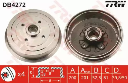 Барабан гальмівний DAEWOO LANOS +HUB задн. (вир-во TRW)